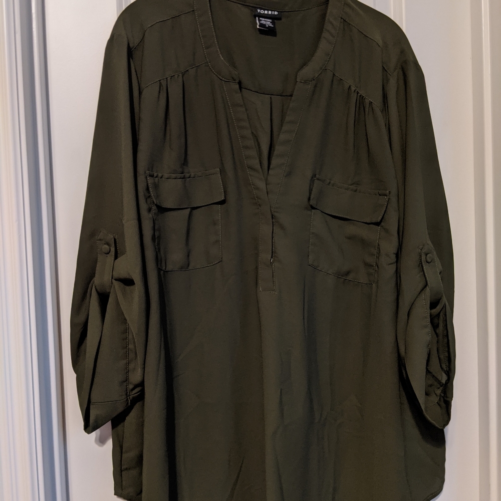 Torrid Harper Top Olive Green Size 3